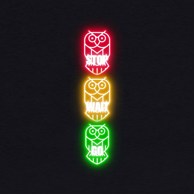 Neon Traffic Owls by Blackpumpkins